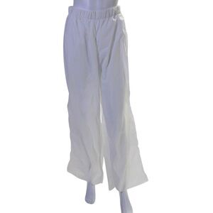 Riley Womens Elastic Waist Ruched Textured Straight Sheer Pants White Size L
